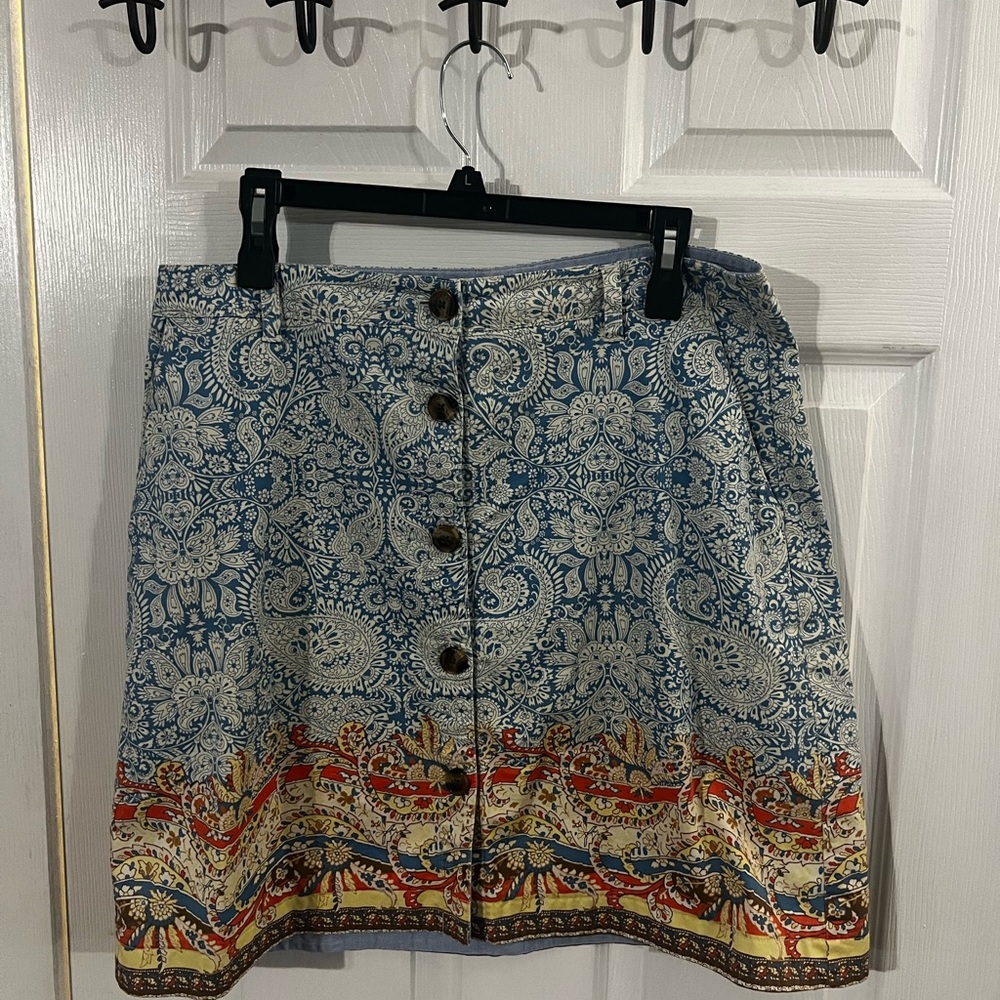 Lands' End Red and Blue A-Line Mini Skirt Casual